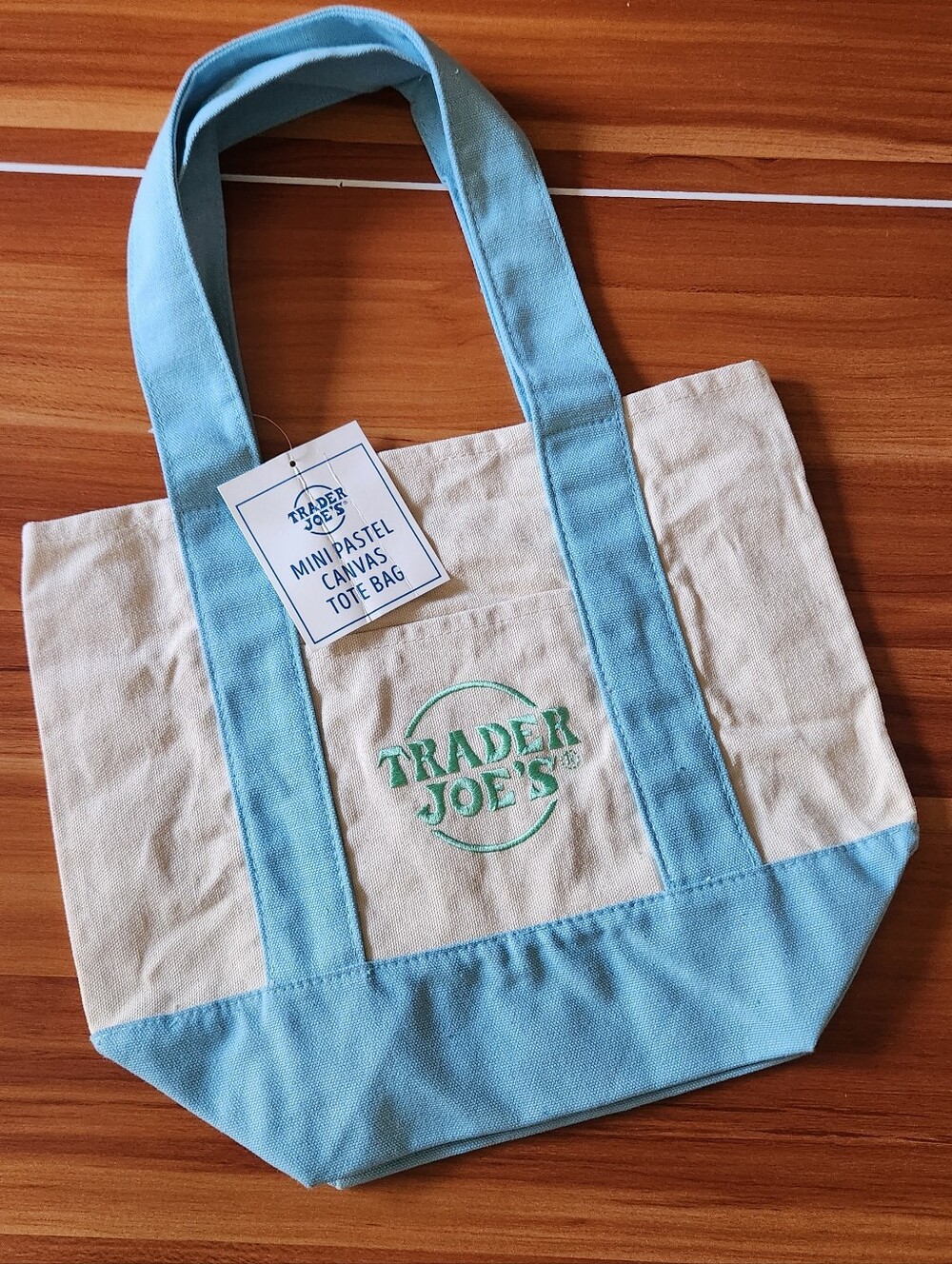 Trader Joe's Mini Blue Pastel Canvas Tote Bag Spring 2025